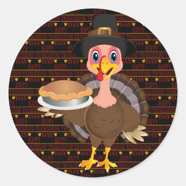 Happy Thanksgiving Runder Aufkleber (Vorderseite)