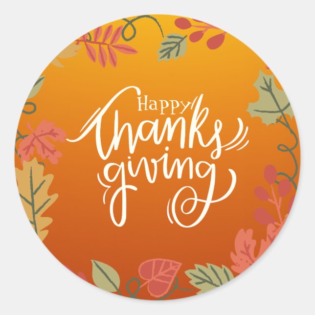 Happy Thanksgiving Runder Aufkleber (Vorderseite)
