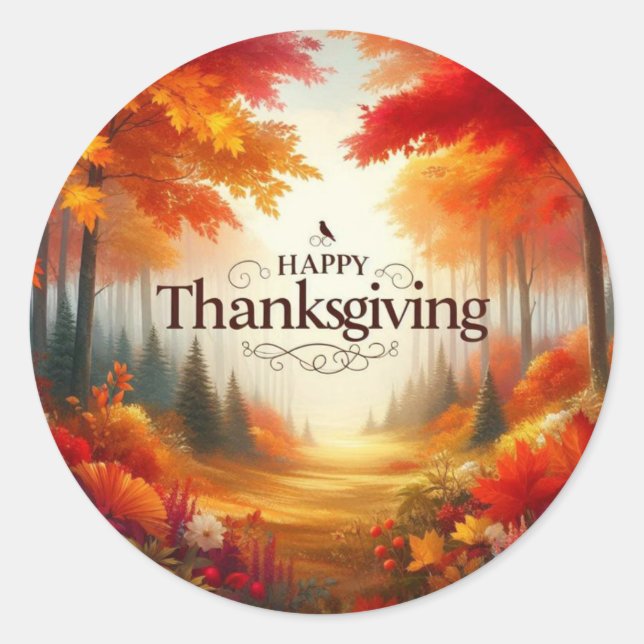 Happy Thanksgiving Runder Aufkleber (Vorderseite)
