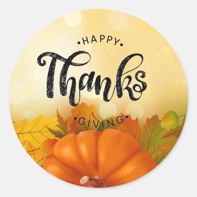 Happy Thanksgiving Runder Aufkleber (Vorderseite)