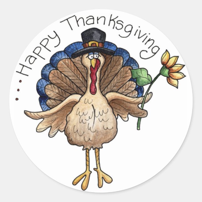Happy Thanksgiving Runder Aufkleber (Vorderseite)