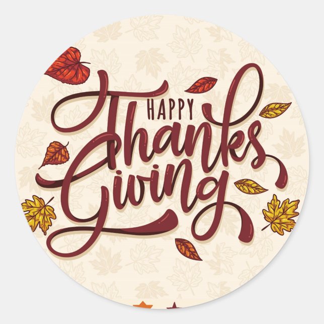 Happy Thanksgiving Runder Aufkleber (Happy Thanksgiving round stickers!)