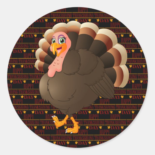 Happy Thanksgiving Runder Aufkleber (Vorderseite)