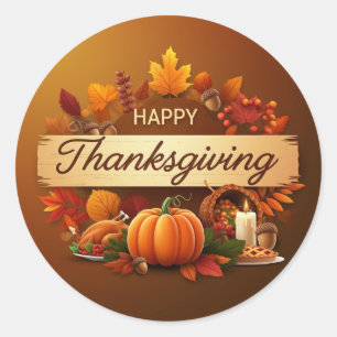 Happy Thanksgiving Runder Aufkleber