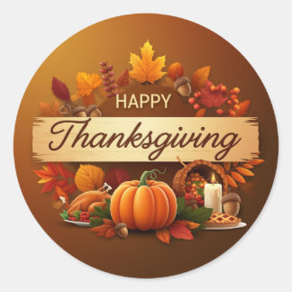 Happy Thanksgiving Runder Aufkleber