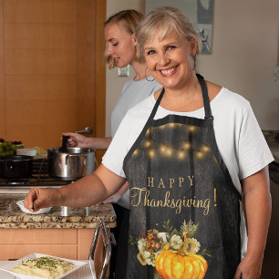 Happy Thanksgiving rustikales Kürbisholz Schürze