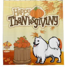 Happy Thanksgiving Samoyed Duschvorhang