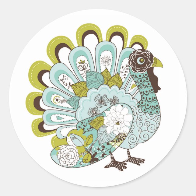 Happy Thanksgiving Schöne Türkei Card 2 Runder Aufkleber (Vorderseite)