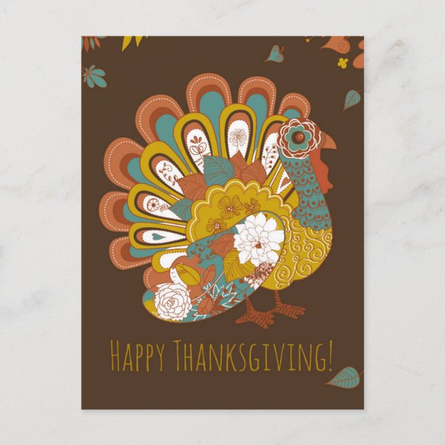 Happy Thanksgiving Schöne Türkei Card Feiertagspostkarte (Vorderseite)