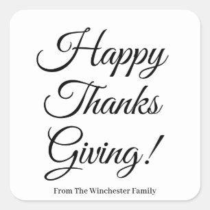 Happy Thanksgiving schwarze benutzerdefinierte Skr Quadratischer Aufkleber