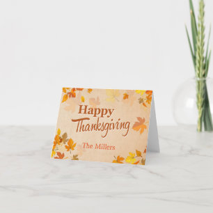 Happy Thanksgiving Script Vintage Herbstleaves Feiertagskarte