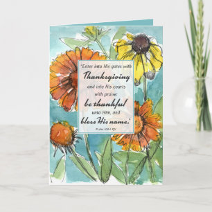 Happy Thanksgiving Scripture Psalm Fall Blume Karte