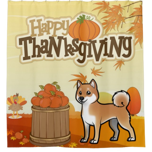 Happy Thanksgiving Shiba Inu Duschvorhang (Vorderseite)