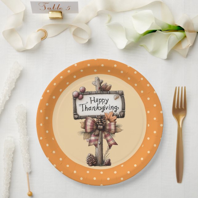 Happy Thanksgiving Sign Pappteller (Hochzeit)