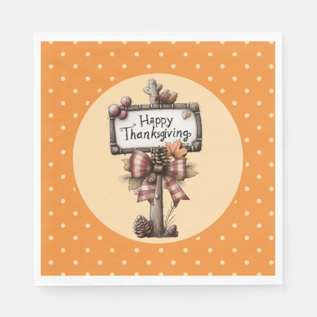 Happy Thanksgiving Sign Serviette (Vorderseite)
