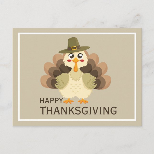 Happy Thanksgiving Simple Cute Funny Turkey Postkarte (Vorderseite)