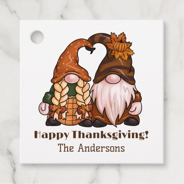Happy Thanksgiving Skandinavien Gnomes Geschenkanhänger (Vorderseite)