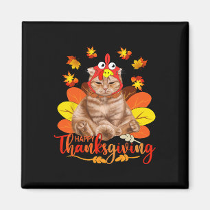 Happy Thanksgiving T-Shirt Katze Türkei Weihnachts Magnet