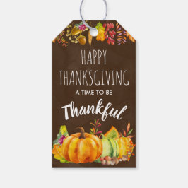 Happy Thanksgiving Tanzvoller Wasserfarbenkürbis Geschenkanhänger
