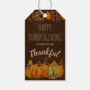 Happy Thanksgiving Tanzvoller Wasserfarbenkürbis Geschenkanhänger