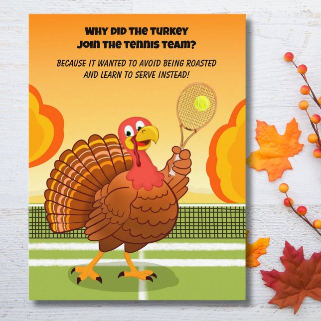 Happy Thanksgiving Tennis Turkey Riddle Postkarte (Von Creator hochgeladen)