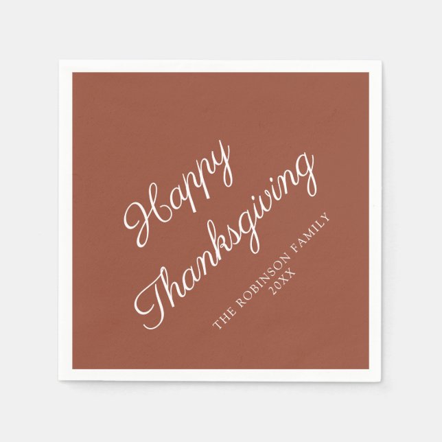 Happy Thanksgiving Terracotta Serviette (Vorderseite)