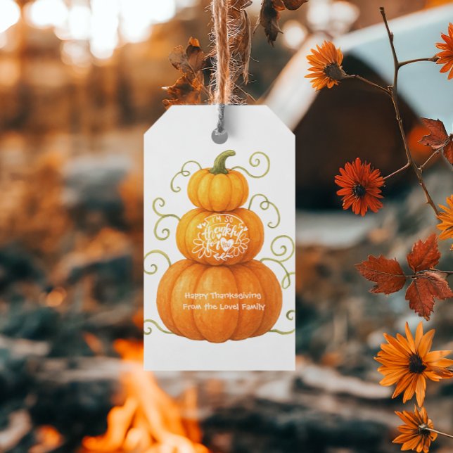 Happy Thanksgiving Thankful Pumpkins Geschenkanhänger (Von Creator hochgeladen)