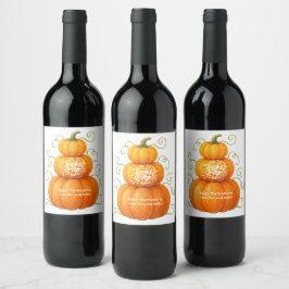 Happy Thanksgiving Thankful Pumpkins Weinetikett