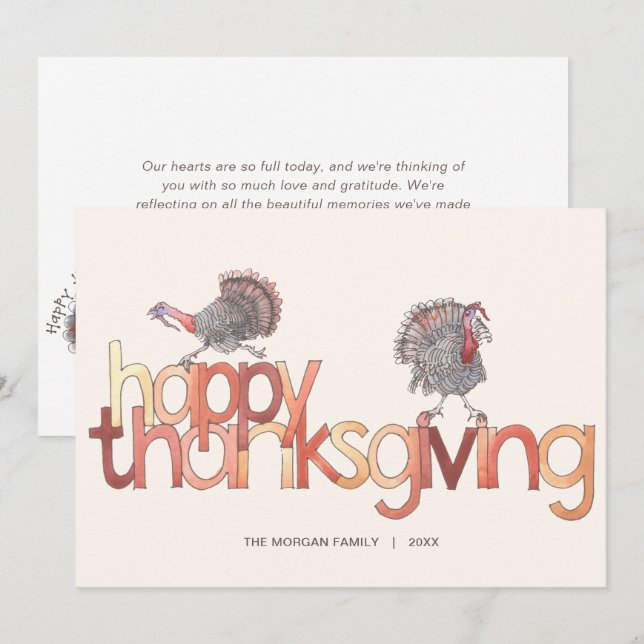 Happy Thanksgiving Traditioneller türkischer Ernte Feiertagskarte (Vorne/Hinten)
