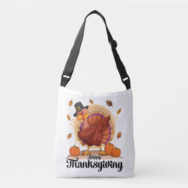 Happy Thanksgiving Tragetaschen Mit Langen Trägern (Vorderseite)