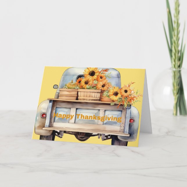 Happy Thanksgiving Truck Feiertagskarte (Vorderseite)