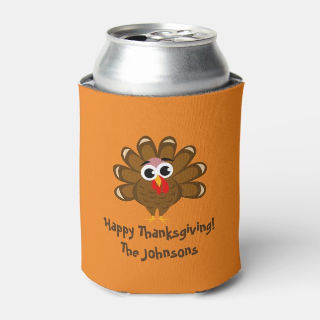 Happy Thanksgiving Trukey Vogel-Illustration benut Dosenkühler (Kanne Vorderseite)
