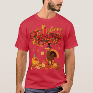 Happy Thanksgiving Truthahn Kürbis Herbst T-Shirt