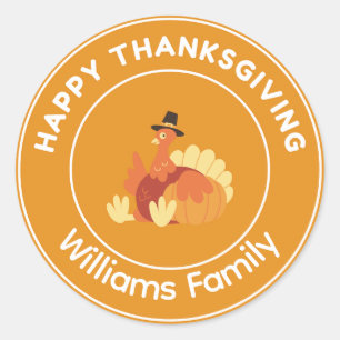 Happy Thanksgiving Truthahnorange Runder Aufkleber