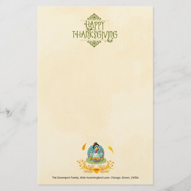 Happy Thanksgiving Türkei Eating Pumpkin Pie Briefpapier (Vorderseite)