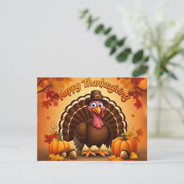 Happy Thanksgiving Türkei Feiertagspostkarte (Stehend Vorderseite)