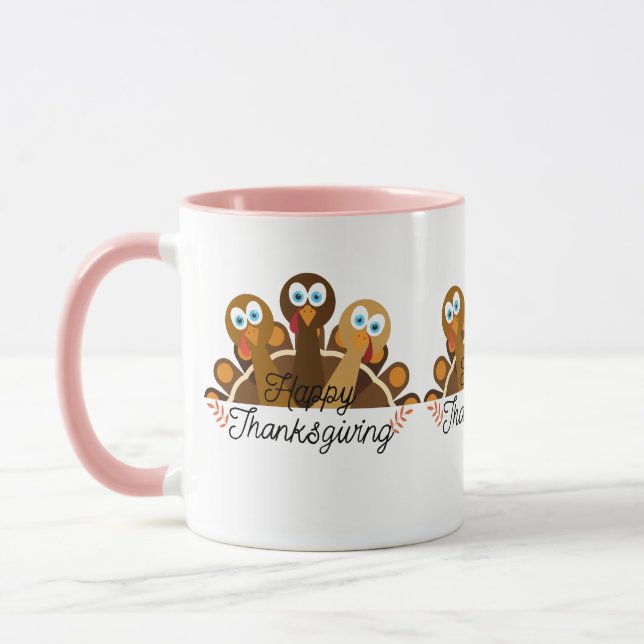 Happy Thanksgiving Türkei Keramik Tasse (Links)