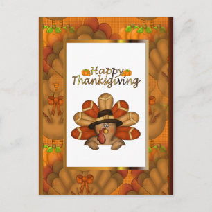 Happy Thanksgiving Türkei Postcard Feiertagspostkarte