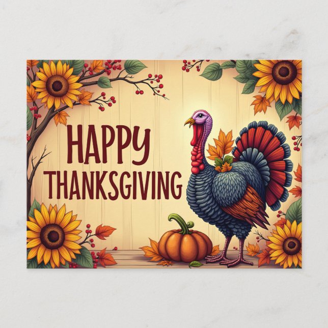 Happy Thanksgiving Türkei Postcard Postkarte (Vorderseite)