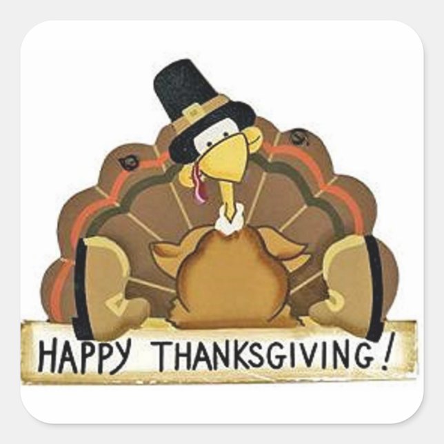 Happy Thanksgiving Türkei Quadratischer Aufkleber (Vorderseite)