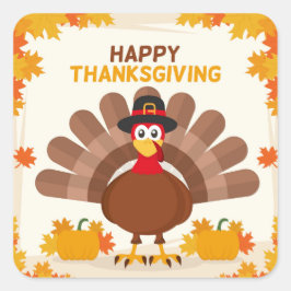 Happy Thanksgiving Türkei Quadratischer Aufkleber