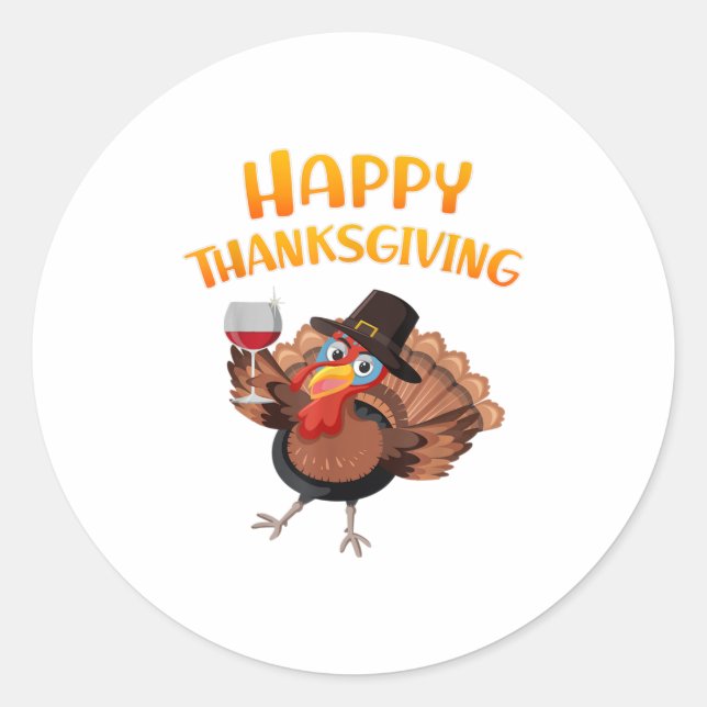 Happy Thanksgiving Türkei Runder Aufkleber (Vorderseite)