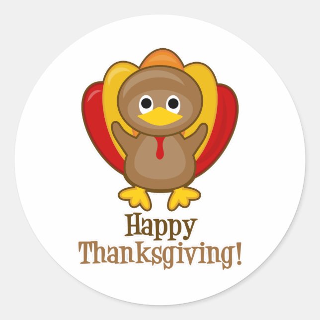 Happy Thanksgiving Türkei Runder Aufkleber (Vorderseite)