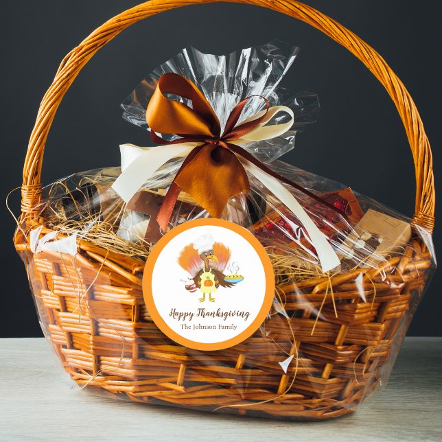 Happy Thanksgiving Türkei serviert Kuchen & Eis Cr Runder Aufkleber (Feast with Tom Turkey! Delightful sticker for holiday joy and delicious treats. Get festive!)