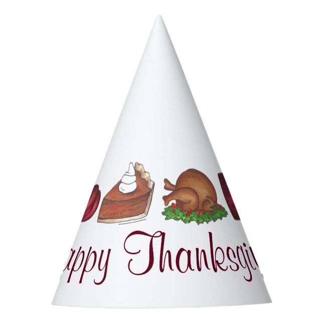 Happy Thanksgiving Turkey Cranberry Pie Dinner Partyhütchen (Vorderseite)