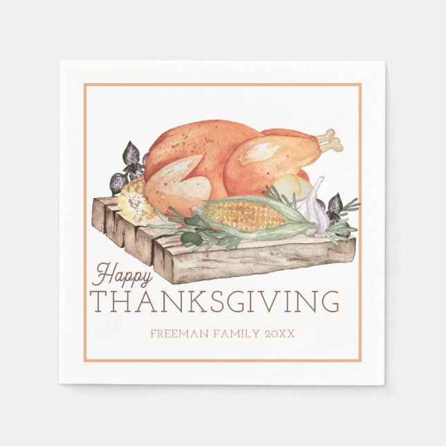 Happy Thanksgiving Turkey Dinner Napkin Serviette (Vorderseite)