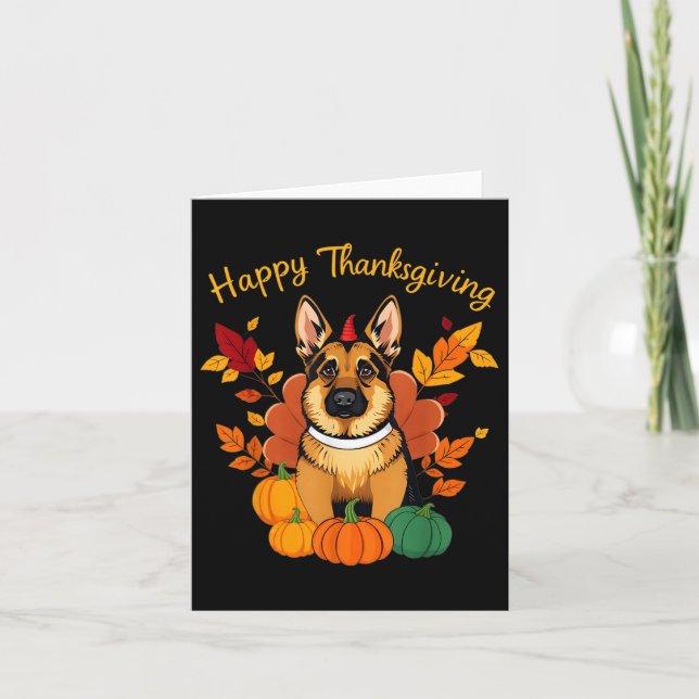 Happy Thanksgiving Turkey Dog Fall Karte (Vorderseite)