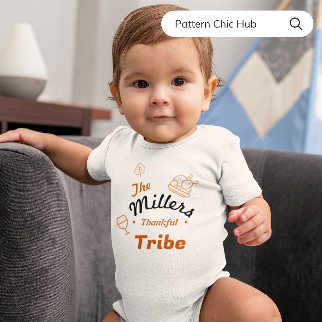 Happy Thanksgiving Turkey Fall Wiedersehen Family Baby Strampler (Von Creator hochgeladen)