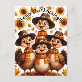 Happy Thanksgiving Turkey Family Card Postkarte