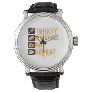 Happy Thanksgiving Turkey Football Nickerchen Wied Armbanduhr